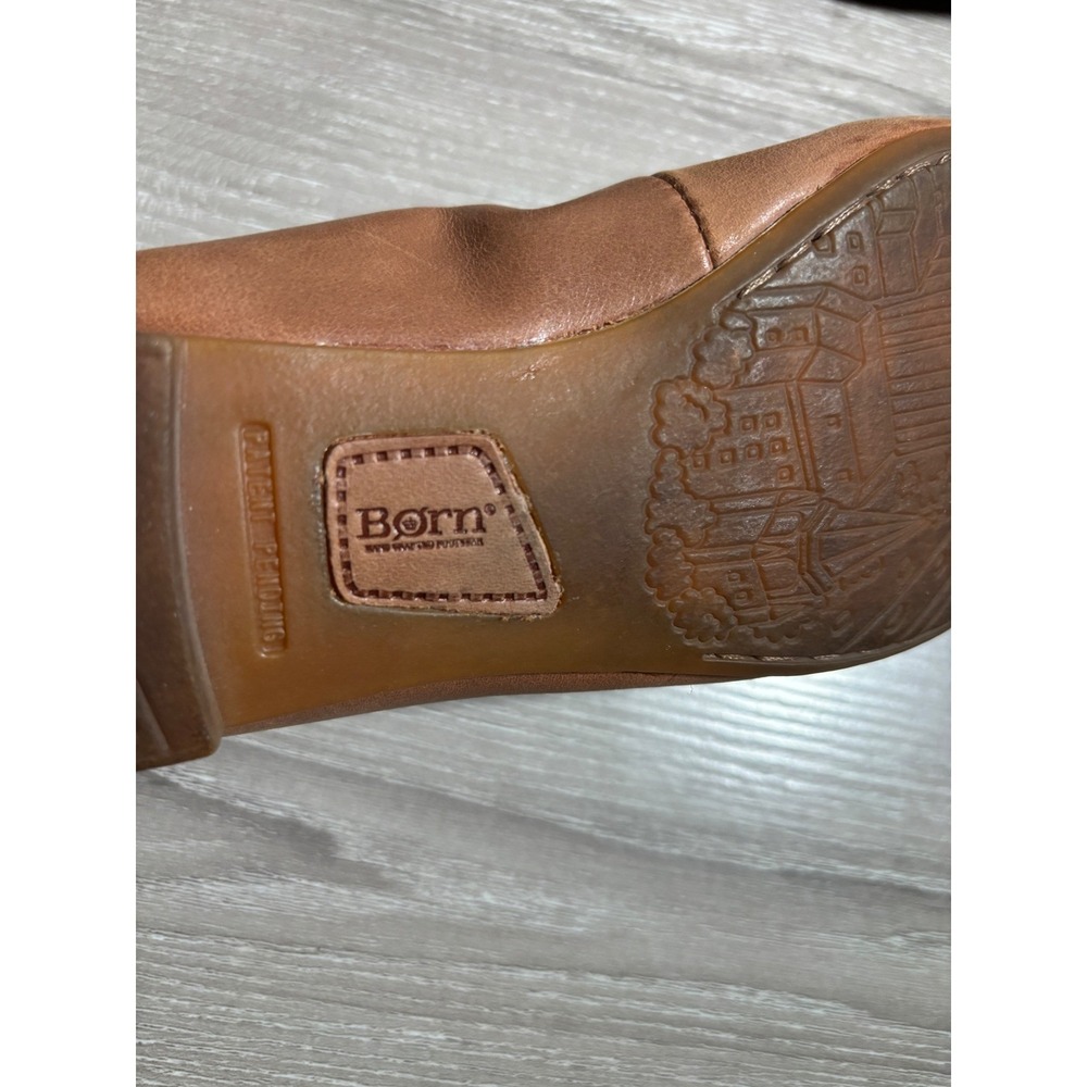 Born Womens 6 Julianne Tan Leather Ballet Flats Round Toe Slip On Shoes Boho - Picture 7 of 10